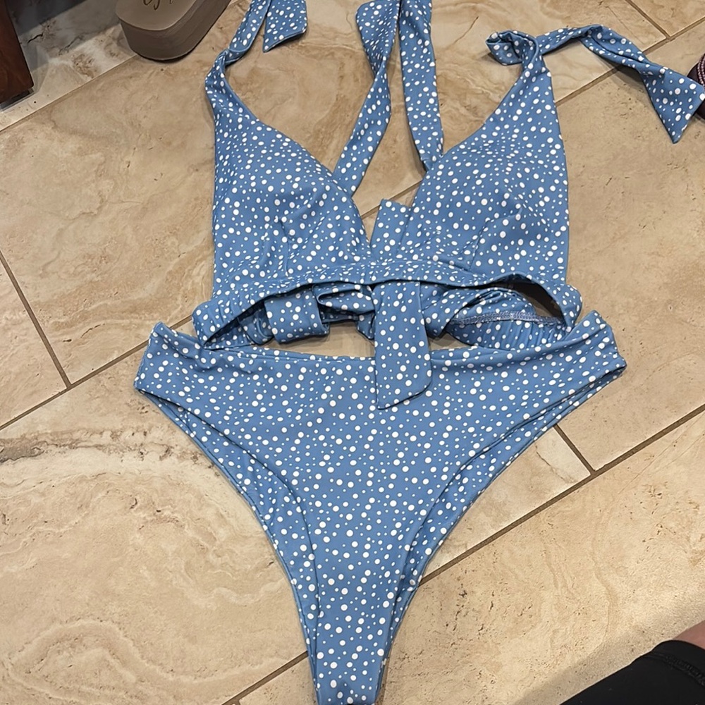 Blue Polka Dot Kids Swimwear